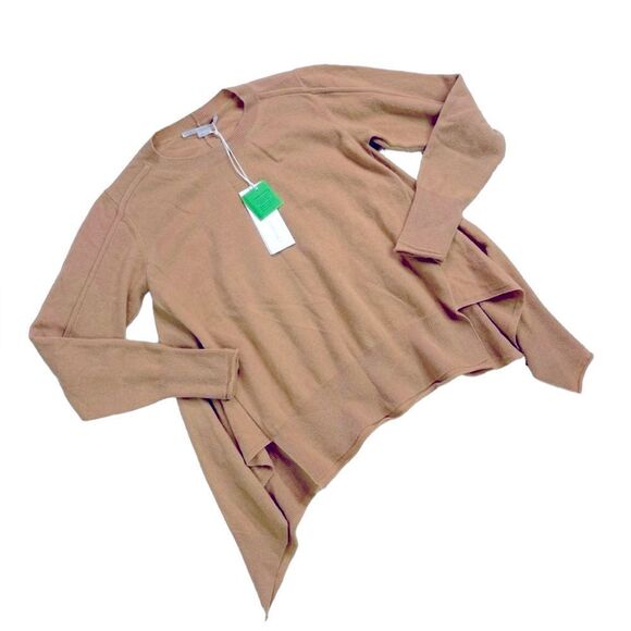 Stella McCartney Asymmetrical Crewneck Cashmere Sweater in Camel - Picture 3 of 7